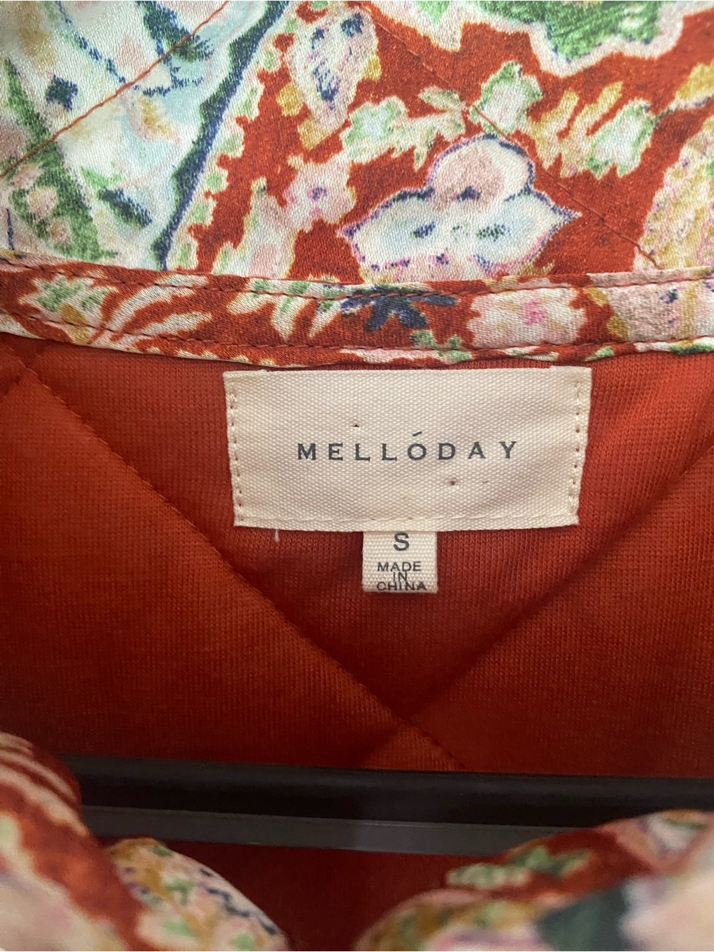 MELLODAY Quilted Paisley Floral Boho Shacket Jacket Rust Size Small - Picture 3 of 7